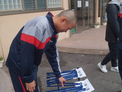 地域清掃(1年生)・修学旅行結団式（2年生）