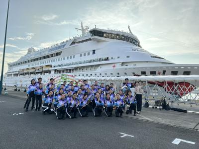 吹奏楽部がクルーズ船のお見送りをしました！