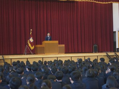 ２学期終業式及びサッカー部・弓道部壮行式